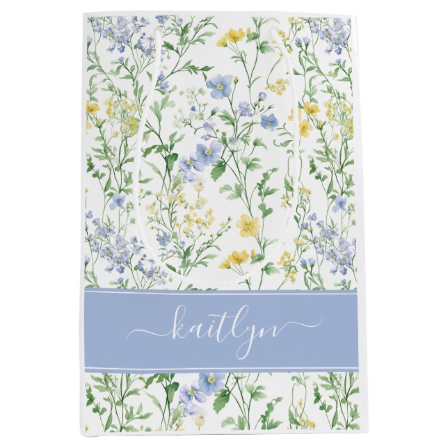 Blå akvarell vildblomma monogram (Framsidan)