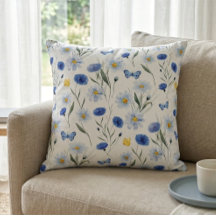 Blå akvarell vildblommäster Mönster