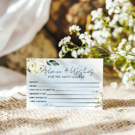 Blå akvarell vit ros rådgivning och önskningar tilläggskort