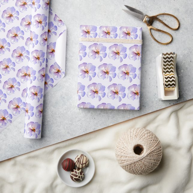 Blå akvarellblomma presentpapper (Hantverk)