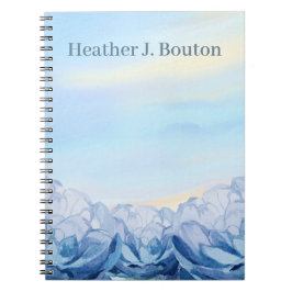 Blå akvarellblommor anteckningsbok