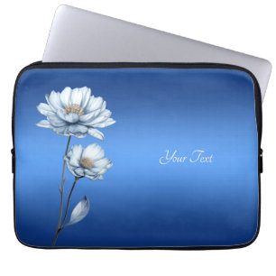 Blå akvarellblommor Laptopfodral Laptop Fodral