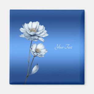 Blå akvarellblommor magnet
