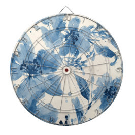 Blå akvarellblommor Målade botaniska fantasifulla Darttavla