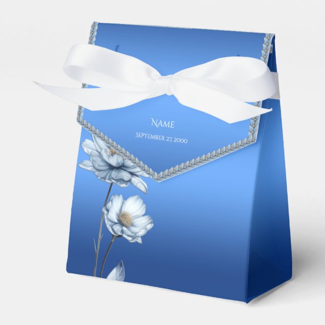 Blå akvarellblommor presentförpackning presentaskar (Framsidan Sidan)