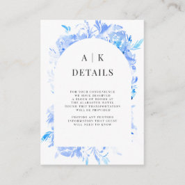 Blå akvarellblomsterbåge detaljer tilläggskort
