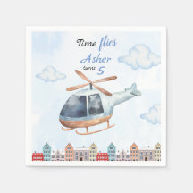 Blå akvarellhelikopterstad