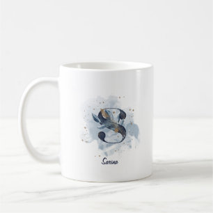 Blå akvarellpersonlig namn bokstav initial S Kaffemugg