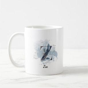 Blå akvarellpersonlig namn bokstav initial Z Kaffemugg