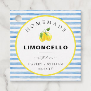 Blå akvarellrand Limoncello Gåvor Etiketter