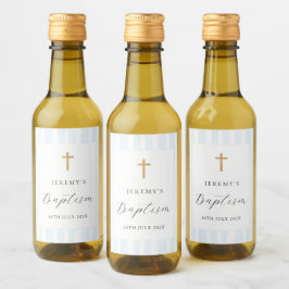 Blå akvarellrandig vinetikett