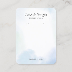 Blå akvarelltvätt örhänge smycken display visitkort