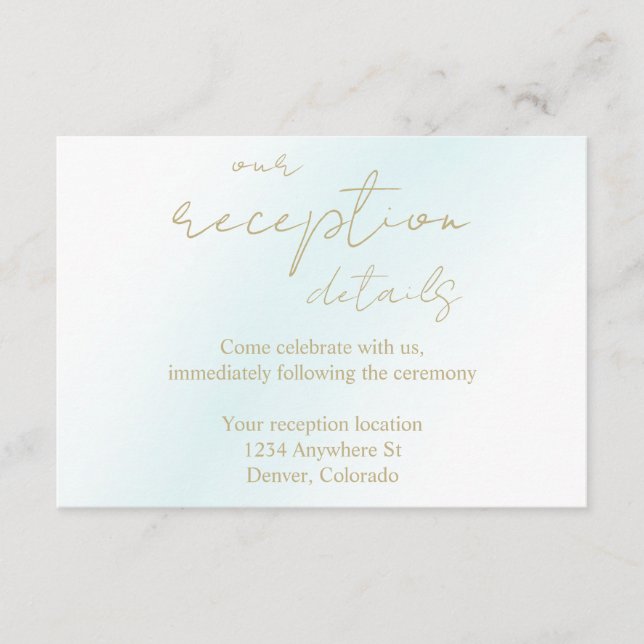 Blå akvarellvåg bröllopsmottagning tilläggskort (Framsida)
