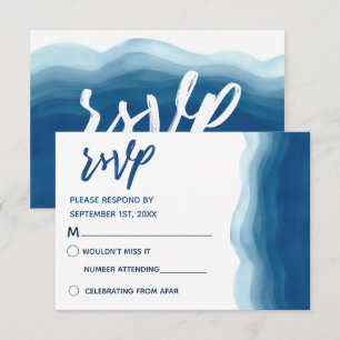 Blå akvarellvåg RSVP-kort Inbjudningar