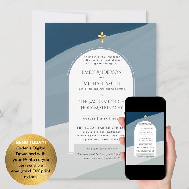Blå akvatolsk nuptialmassa foto Bröllop Inbjudningar (Skapare uppladdad)