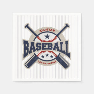 Blå All Star Sport Baseboll Födelsedagsfest Pappersservett