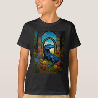 Blå Alligator Fantasi Konst T Shirt