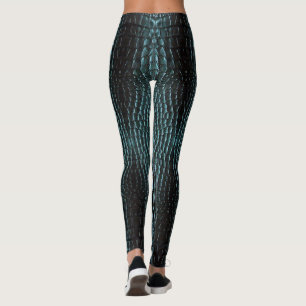 Blå alligator-läder leggings