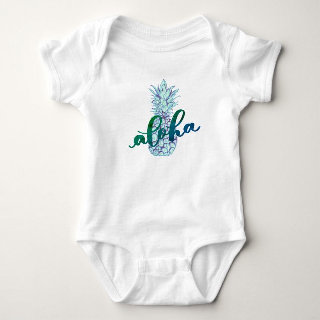 Blå Aloha-Pineapple Baby T Shirt (Framsida)