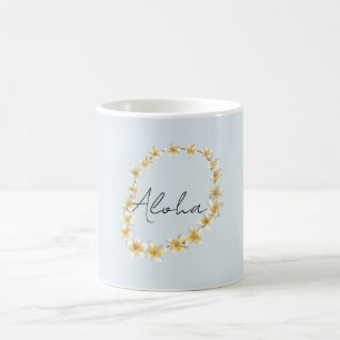 Blå Aloha Plumeria Blomsterkrans Kaffemugg