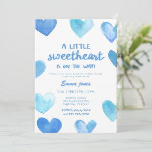Blå Älskling är på väg Baby Shower Inbjudningar