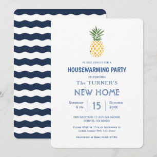 Blå ananas blå Rand Hushållning Party Inbjudningar