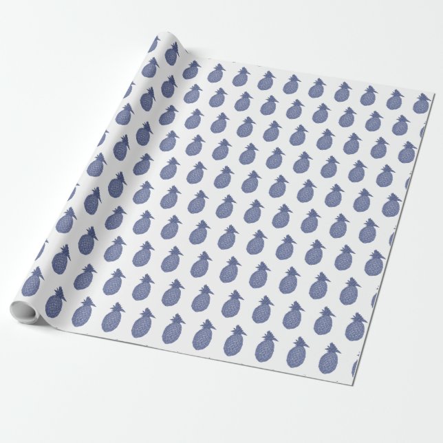 Blå Ananas Presentpapper (Utrullad)
