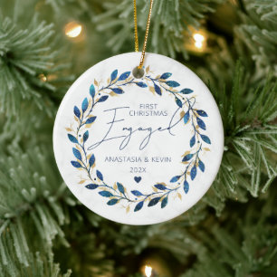 Blå andedräkt - första jul Engagerad Julgransprydnad Keramik