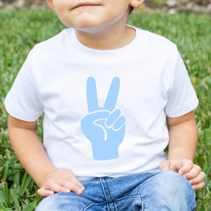 Blå andra födelsedag Fredsutsignal två Finger Deuc T Shirt