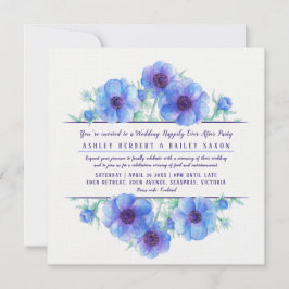 Blå anemon glatt efter bröllopsfesten inbjudningar