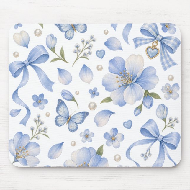 Blå Äng Bågar & Blommor Musmatta (Framsidan)