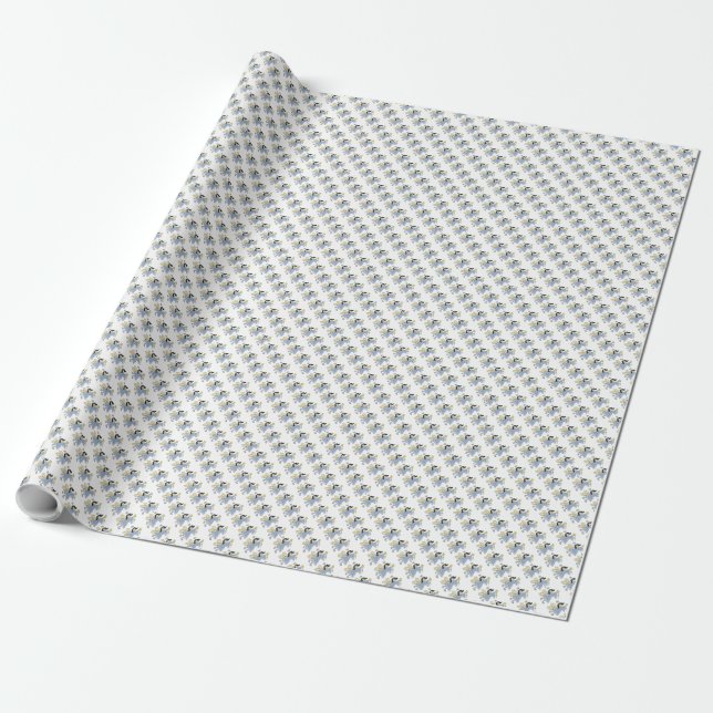 Blå ängel/älva presentpapper (Utrullad)