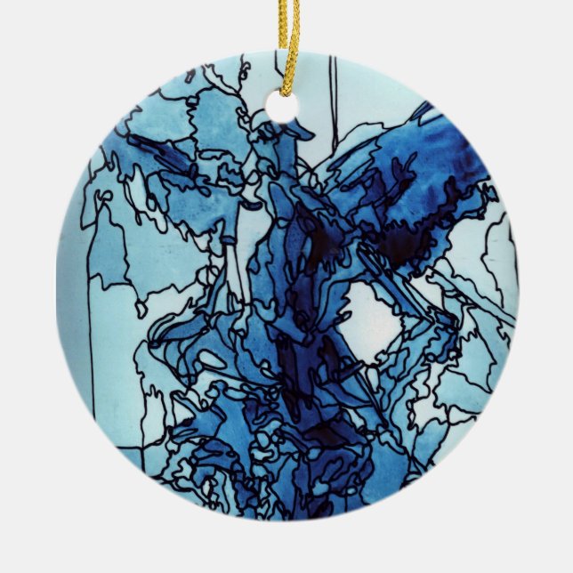 Blå ängeln-ornament julgransprydnad keramik (Framsidan)