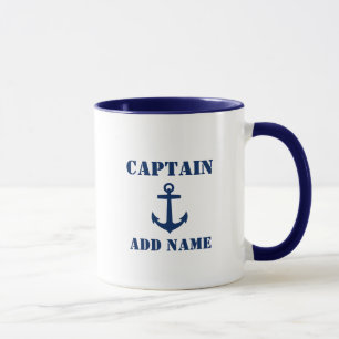 Blå ankankkaptenen Lägg till Namn eller Boat Nam Mugg