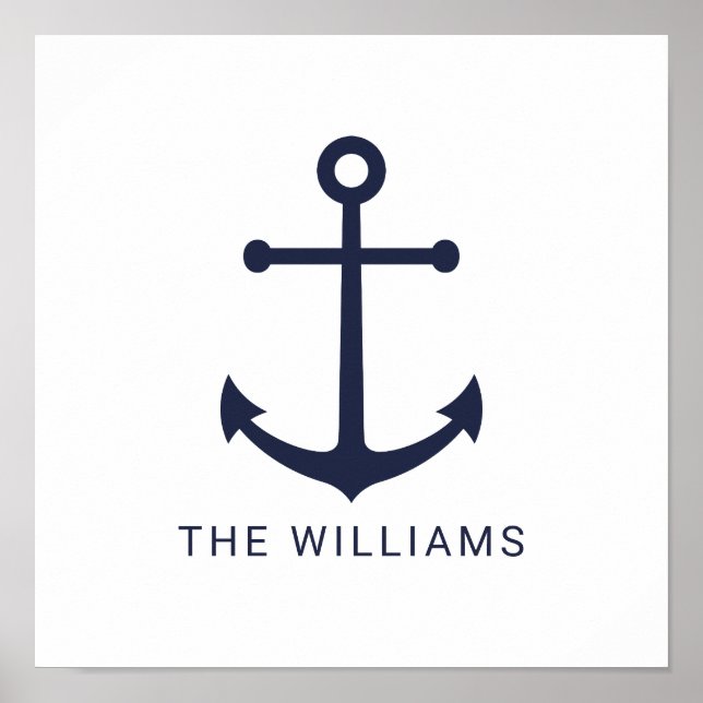 Blå ankankor och anpassat namn för sjöflottan poster (Framsidan)