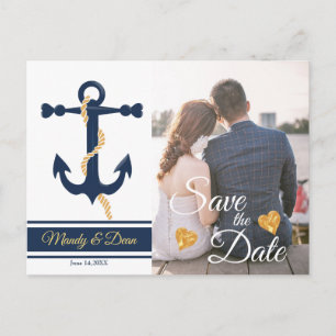 Blå ankar- nautisk save the date vykort