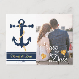 Blå ankar- nautisk save the date vykort