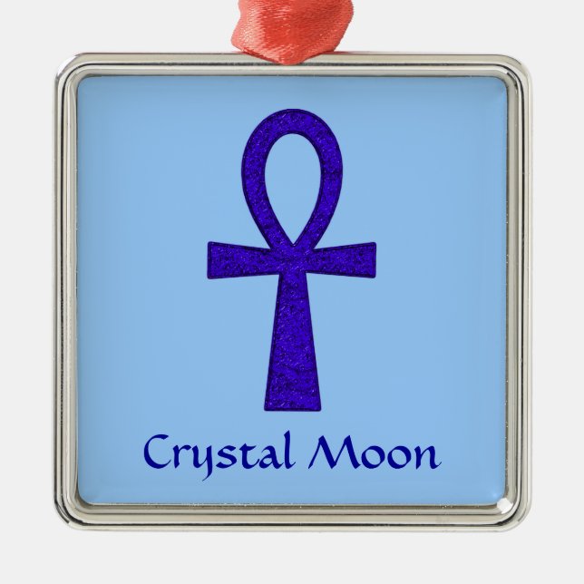Blå Ankh Premium Square Ornament (Framsidan)