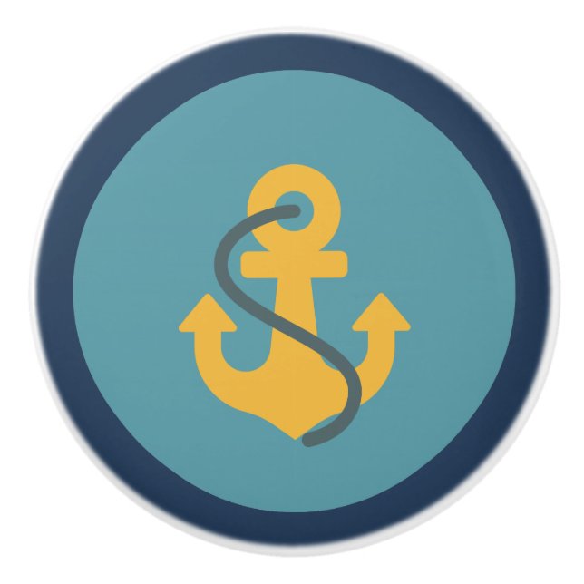 Blå, ankor, kustlevande design knopp (Framsidan)