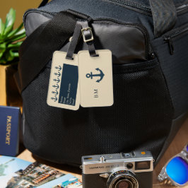 Blå ankor med Monogram Beige Kusten Bagagebricka