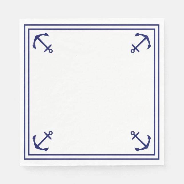 Blå ankor på vitt pappersservett (Framsidan)