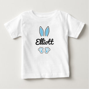 Blå anpassad namnsmatning för Påskharn Öron T Shirt