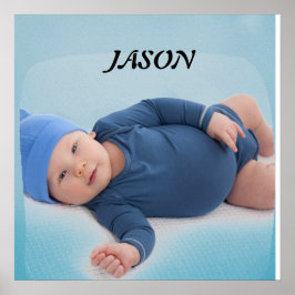 Blå anpassad personlig baby pojke foto  poster