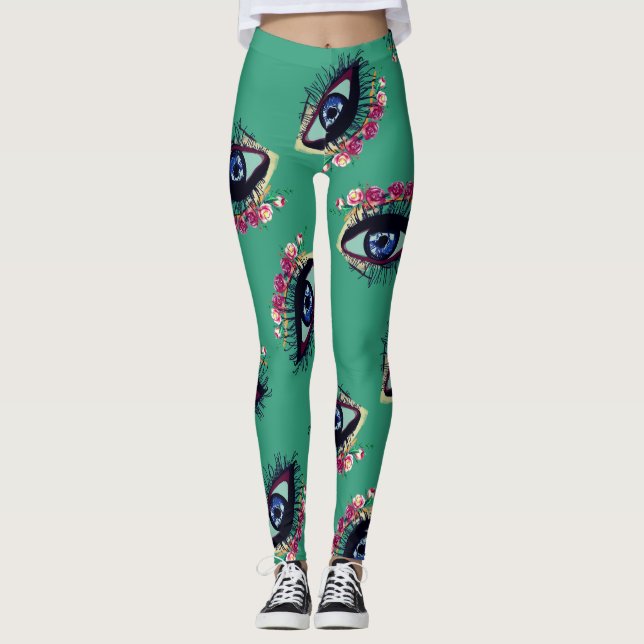 Blå Anpassningsbar av Öga Art Leggings (Framsida)
