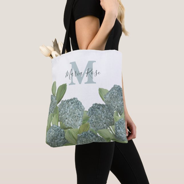 Blå Anpassningsbar Monogram Botanisk Blommigt Hydr Tygkasse (Närbild)