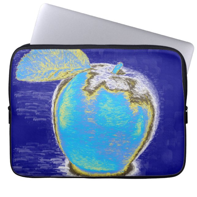 Blå Äpple 2 Laptop Sleeve (Framsidan)
