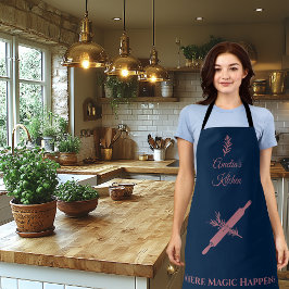 Blå Apron med Rolling Pin och Rosemary