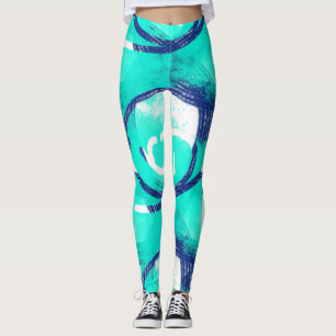 Blå Aqua Abstrakt Mönster Yoga Leggings