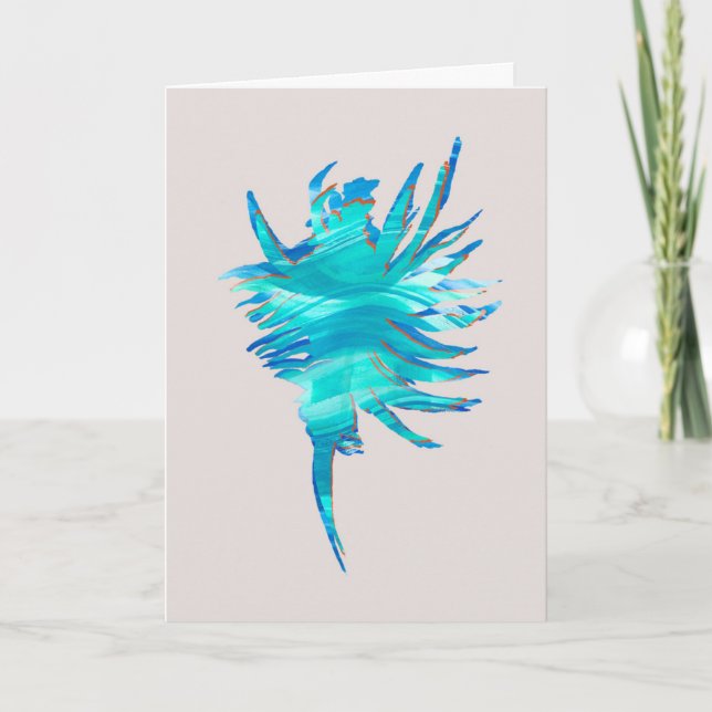 Blå-Aqua-Coral Silhouette-snäcka Kort (Framsida)