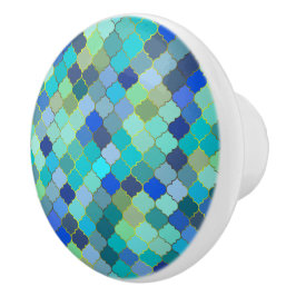 Blå Aqua Marockansk Mosaik Mönster Knopp